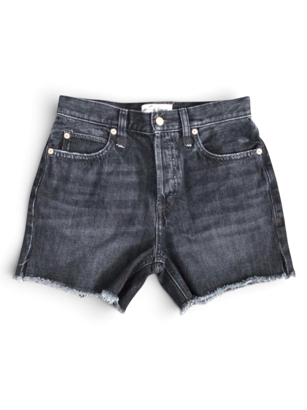 Free People We The Free Black Denim Shorts Size 25 High Rise Raw Hem